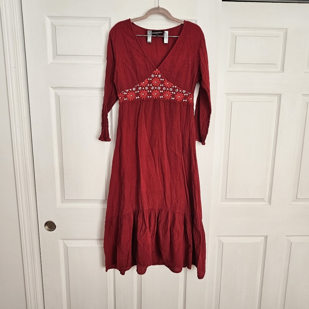 Red Embroidered Dress, The Pyramid Collection size Small